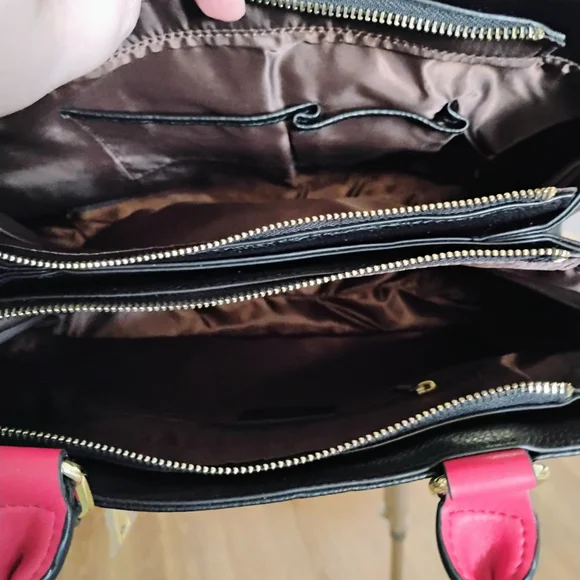 Modern Black and Red Leather Satchel - Picture 5 of 6